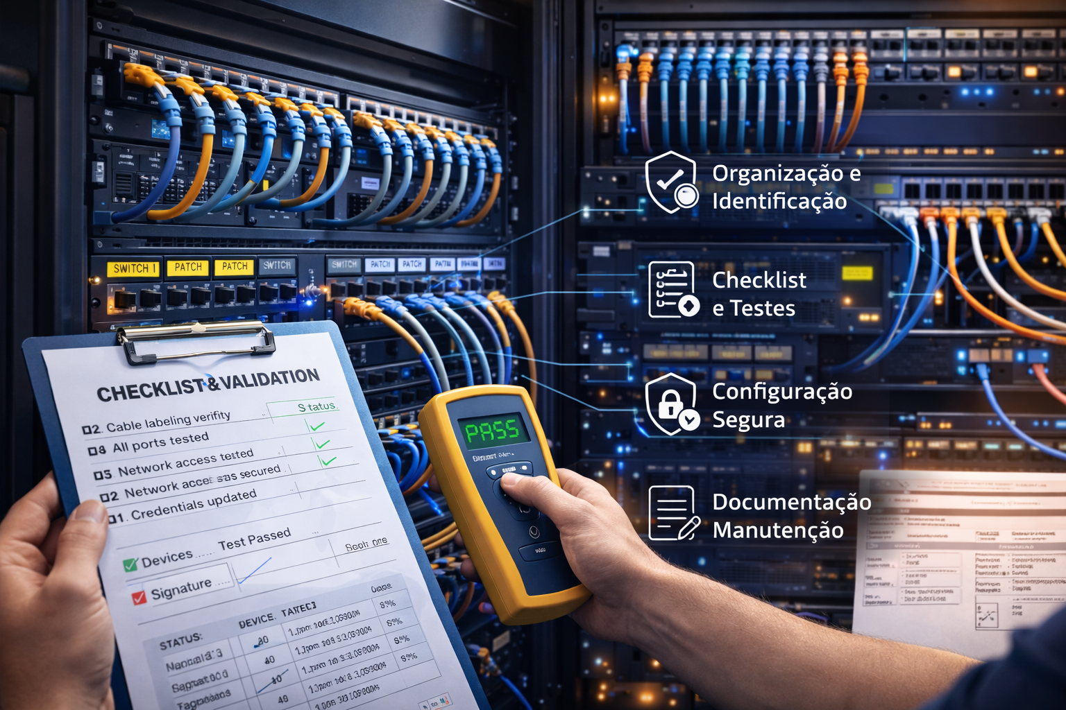 Organização de racks e cabeamento